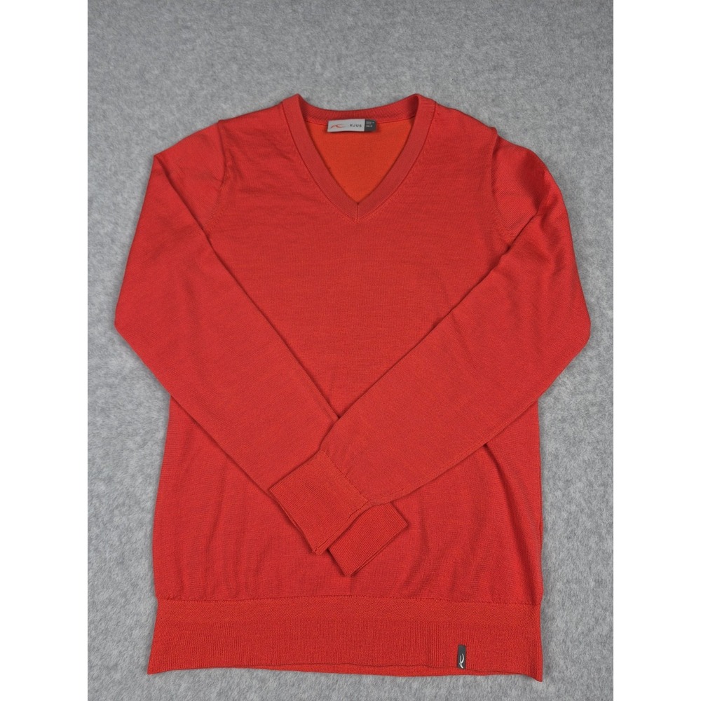 Kjus Ladies Kicki V-Neck Pullover Long Sleeve Orange Red Knit Sweater Size 36